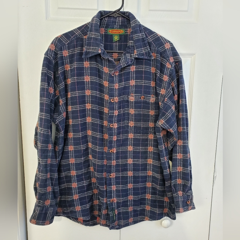 Men's Flyshacker Clothing Co 100% Cotton Blue & Red Plaid Flannel Shirt